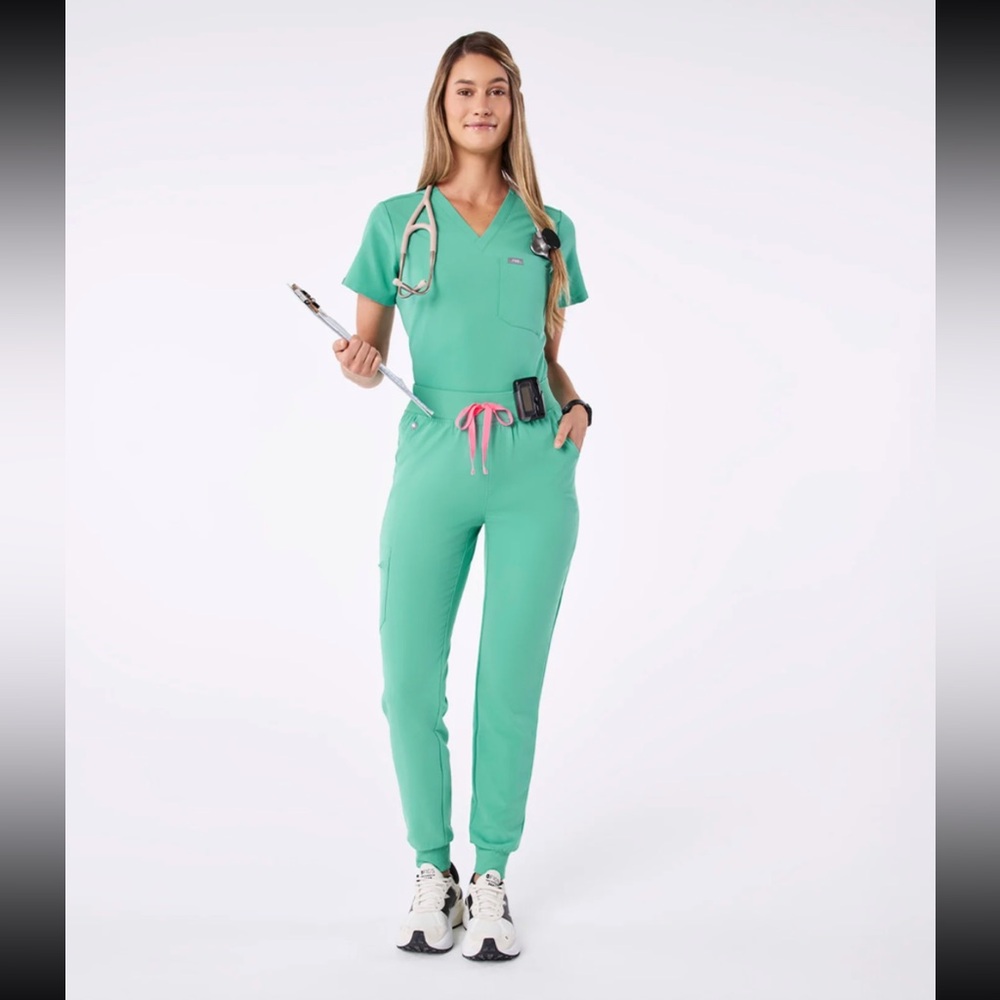 Figs Catarina and High Waisted Zamora Set - Surgical Green - Size XS Regular